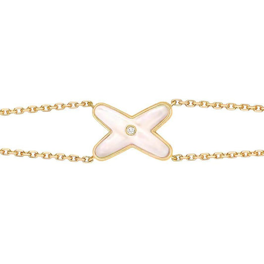 [⭐Lioran]JEUX BRACELET WHITE MOP GOLD 1 DIAMOND