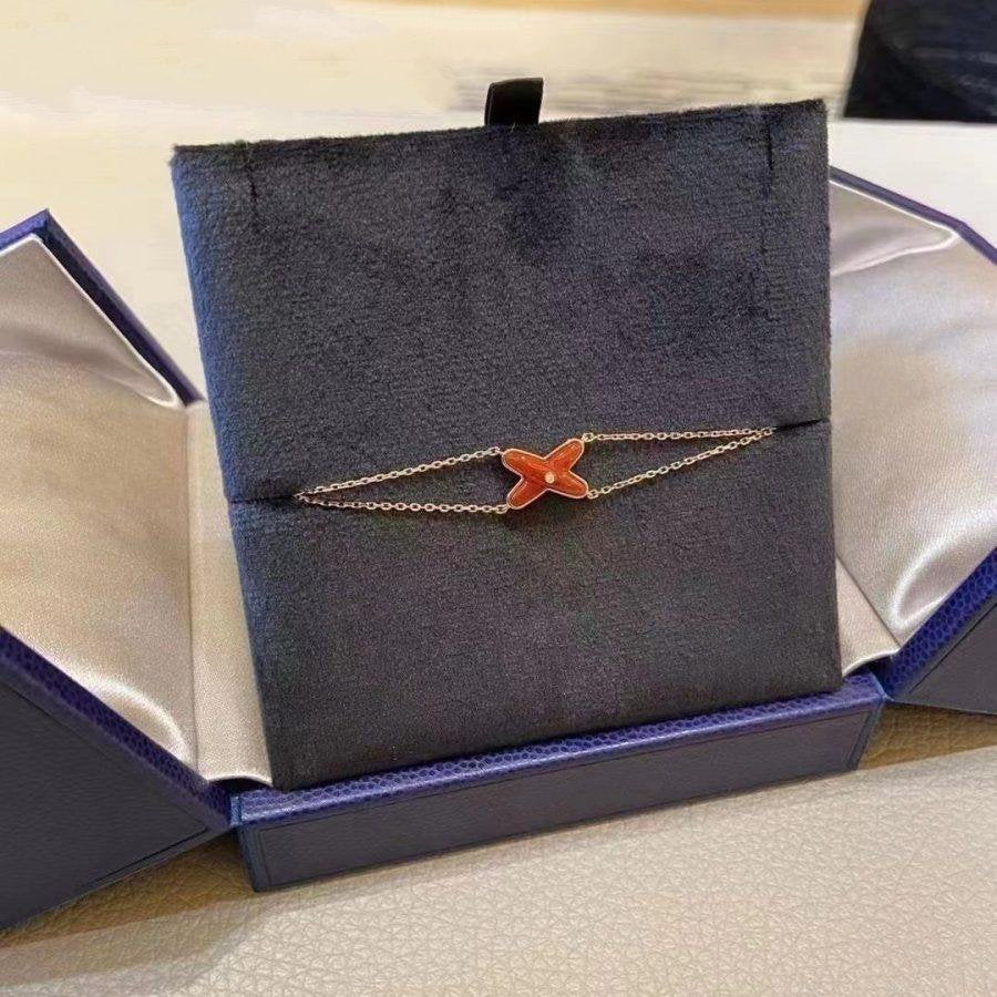 [⭐Lioran]JEUX BRACELET CARNELIAN PINK GOLD 1 DIAMOND