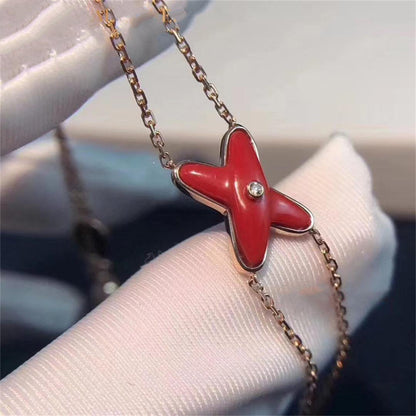 [⭐Lioran]JEUX BRACELET CARNELIAN PINK GOLD 1 DIAMOND