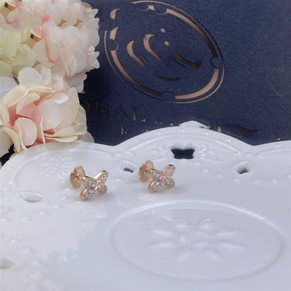 [⭐Lioran]JEUX DE PINK GOLD DIAMOND EARRINGS