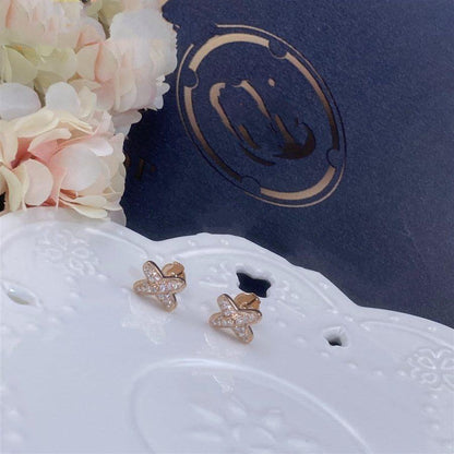 [⭐Lioran]JEUX DE PINK GOLD DIAMOND EARRINGS