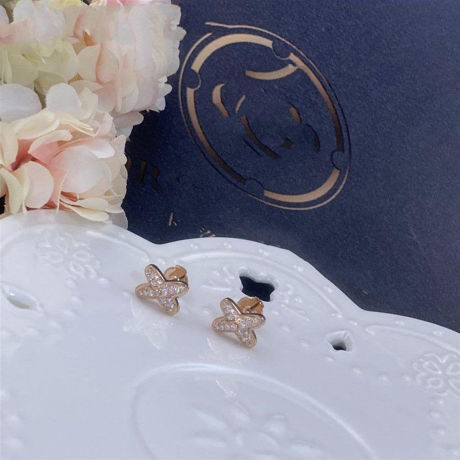 [⭐Lioran]JEUX DE PINK GOLD DIAMOND EARRINGS