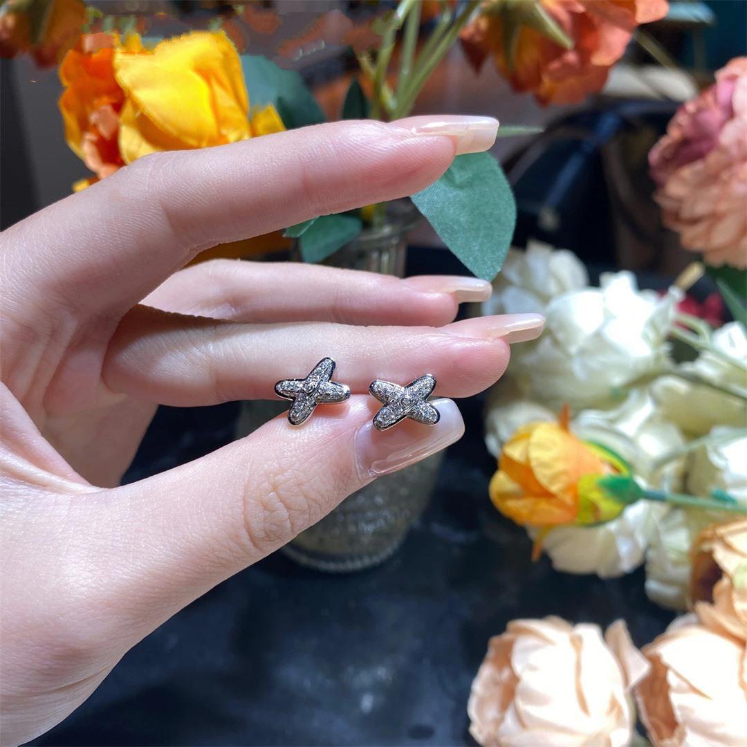 [⭐Lioran]JEUX DE SILVER DIAMOND EARRINGS