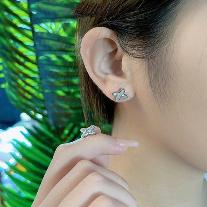 [⭐Lioran]JEUX DE SILVER DIAMOND EARRINGS