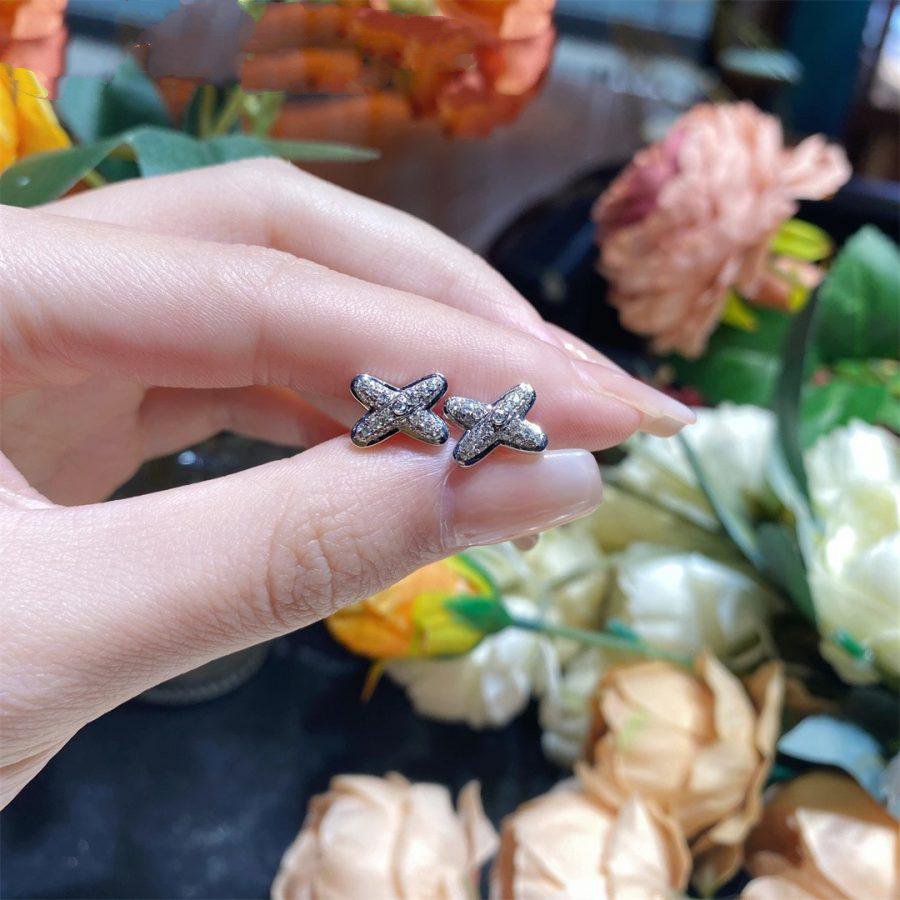 [⭐Lioran]JEUX DE SILVER DIAMOND EARRINGS