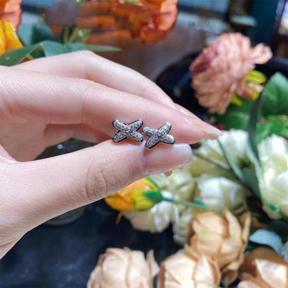 [⭐Lioran]JEUX DE SILVER DIAMOND EARRINGS