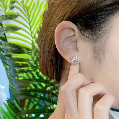 [⭐Lioran]JEUX DE SILVER DIAMOND EARRINGS