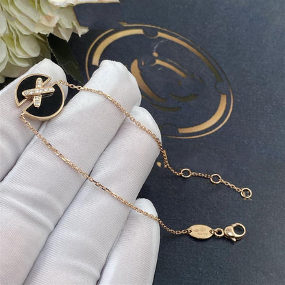 [⭐Lioran]JEUX DE BRACELET ONYX PINK GOLD DIAMOND