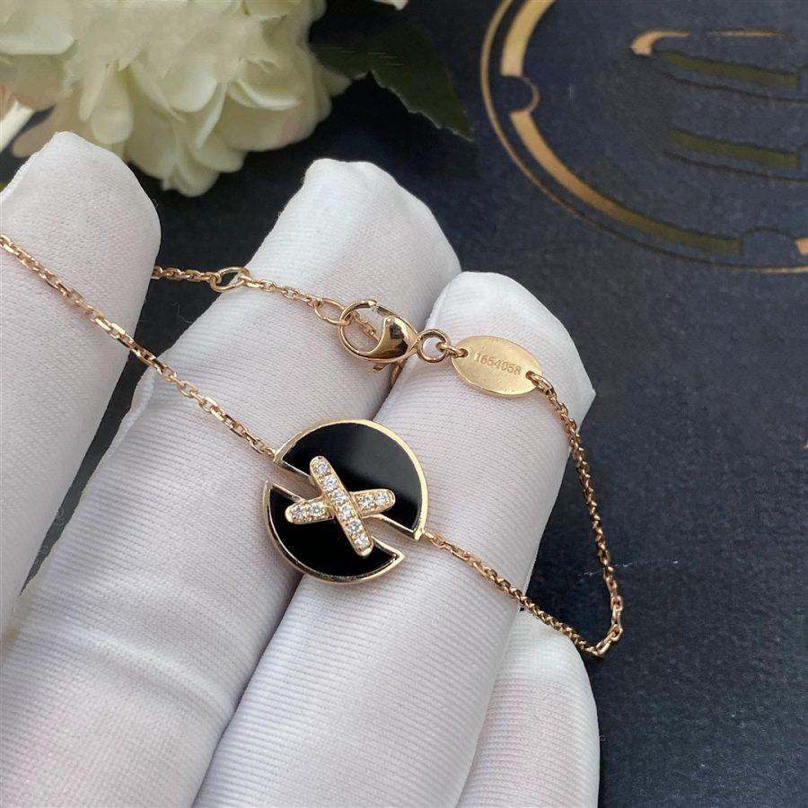 [⭐Lioran]JEUX DE BRACELET ONYX PINK GOLD DIAMOND