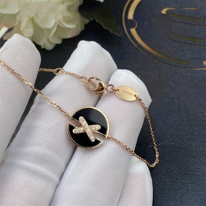 [⭐Lioran]JEUX DE BRACELET ONYX PINK GOLD DIAMOND