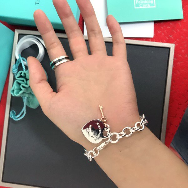 [Lioran]KEY HEART CARD CHUNKY INTERLOCKING BRACELET LENGTH