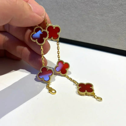 [⭐Lioran] CLOVER 5 MOTIF RED CORNELIAN BRACELET COLLECTION
