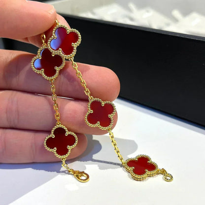 [⭐Lioran] CLOVER 5 MOTIF RED CORNELIAN BRACELET COLLECTION