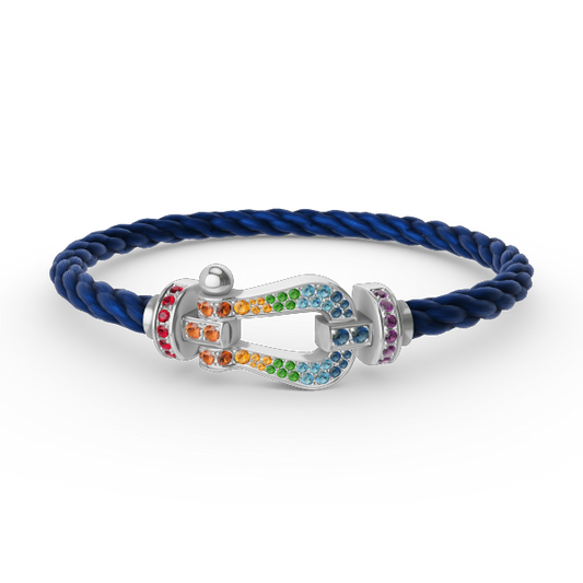 [⭐Lioran]FORC LARGE HORSESHOE  COLORED DIAMOND BRACELET SILVER