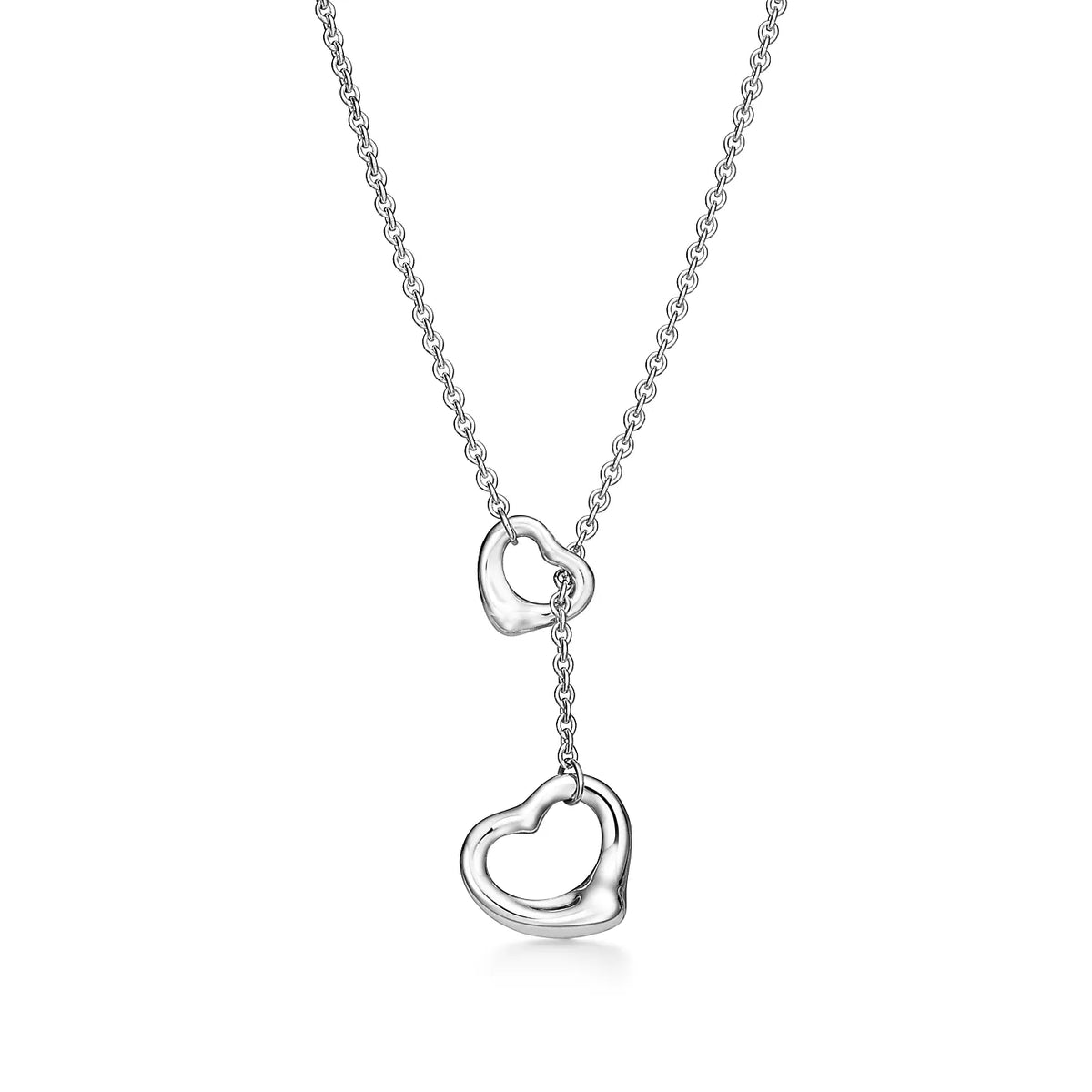 [Lioran]OPEN HEART LARIAT NECKLACE SILVER