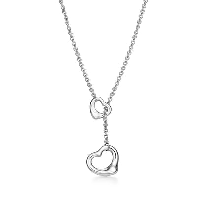 [Lioran]OPEN HEART LARIAT NECKLACE SILVER