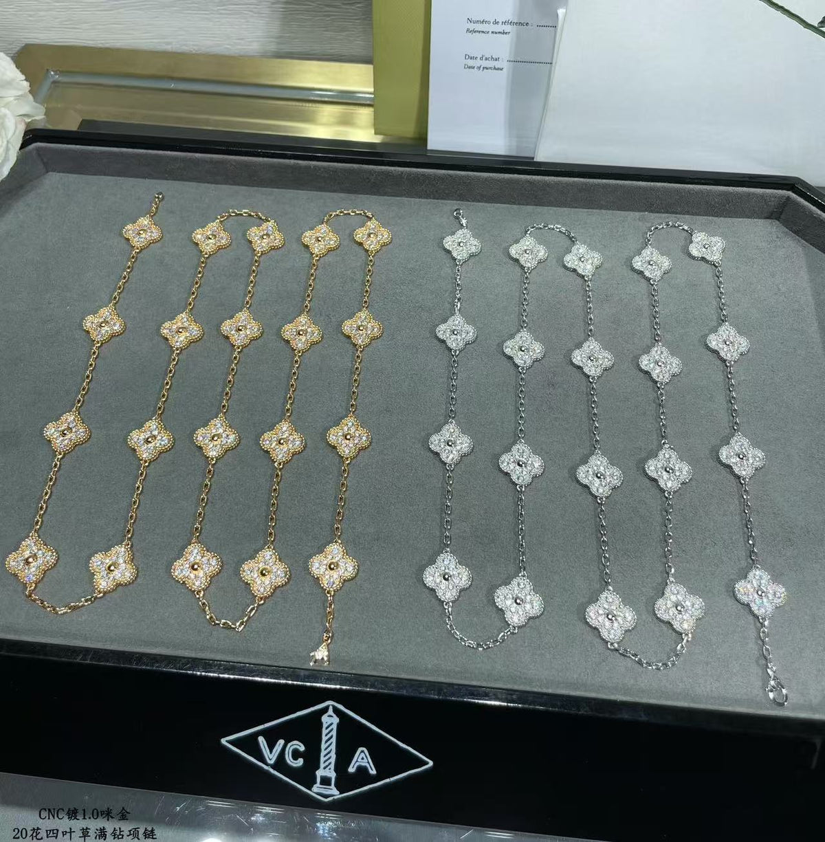 [⭐Lioran]CLOVER 20 MOTIFS FULL-DIAMOND NECKLACE