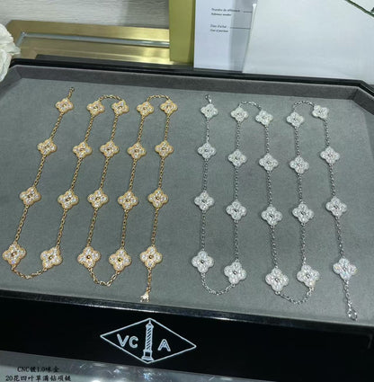 [⭐Lioran]CLOVER 20 MOTIFS FULL-DIAMOND NECKLACE