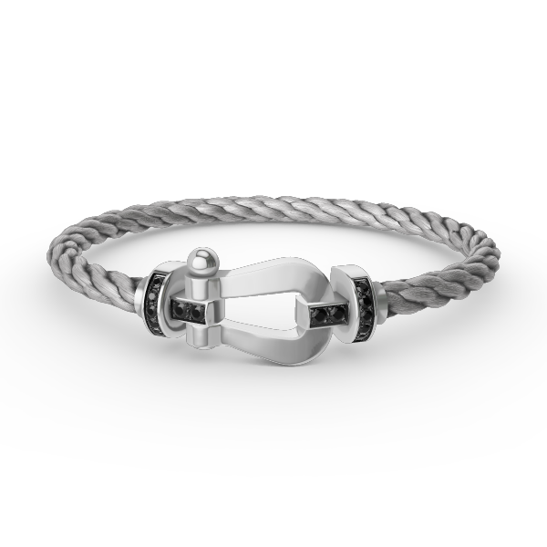 [⭐Lioran]FORCE LARGE HORSESHOE BLACK DIAMOND BRACELET SILVER