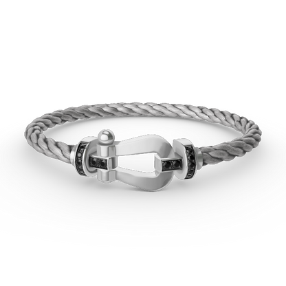 [⭐Lioran]FORCE LARGE HORSESHOE BLACK DIAMOND BRACELET SILVER
