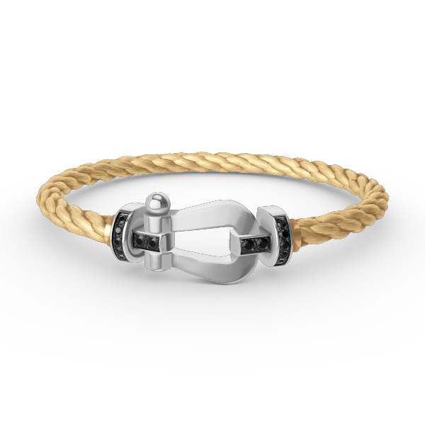 [⭐Lioran]FORCE LARGE HORSESHOE BLACK DIAMOND BRACELET SILVER