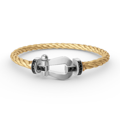 [⭐Lioran]FORCE LARGE HORSESHOE BLACK DIAMOND BRACELET SILVER