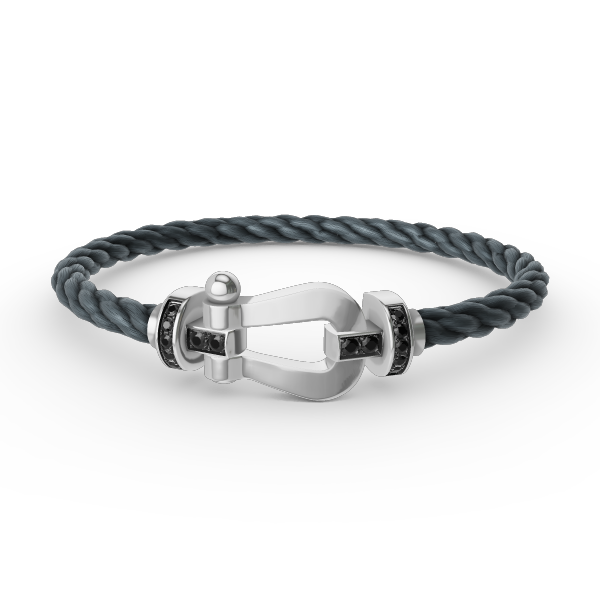 [⭐Lioran]FORCE LARGE HORSESHOE BLACK DIAMOND BRACELET SILVER
