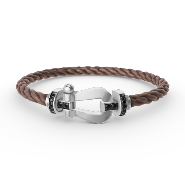 [⭐Lioran]FORCE LARGE HORSESHOE BLACK DIAMOND BRACELET SILVER