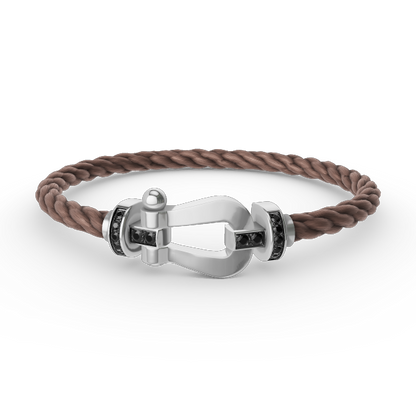 [⭐Lioran]FORCE LARGE HORSESHOE BLACK DIAMOND BRACELET SILVER