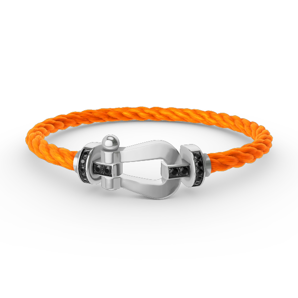 [⭐Lioran]FORCE LARGE HORSESHOE BLACK DIAMOND BRACELET SILVER