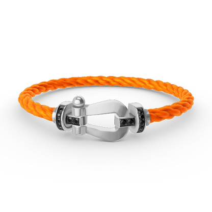 [⭐Lioran]FORCE LARGE HORSESHOE BLACK DIAMOND BRACELET SILVER