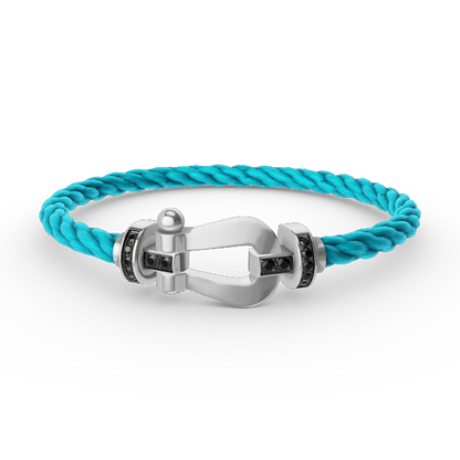 [⭐Lioran]FORCE LARGE HORSESHOE BLACK DIAMOND BRACELET SILVER