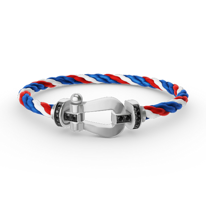 [⭐Lioran]FORCE LARGE HORSESHOE BLACK DIAMOND BRACELET SILVER