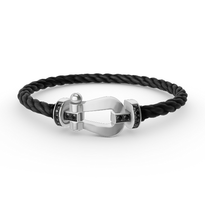 [⭐Lioran]FORCE LARGE HORSESHOE BLACK DIAMOND BRACELET SILVER
