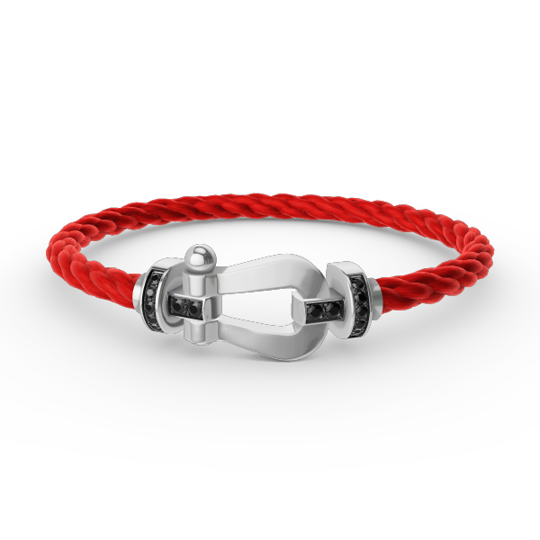 [⭐Lioran]FORCE LARGE HORSESHOE BLACK DIAMOND BRACELET SILVER