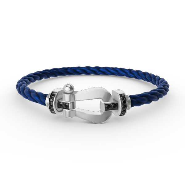 [⭐Lioran]FORCE LARGE HORSESHOE BLACK DIAMOND BRACELET SILVER