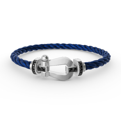 [⭐Lioran]FORCE LARGE HORSESHOE BLACK DIAMOND BRACELET SILVER