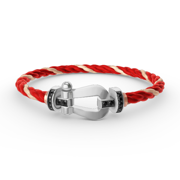 [⭐Lioran]FORCE LARGE HORSESHOE BLACK DIAMOND BRACELET SILVER