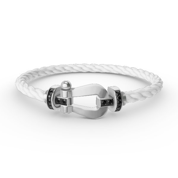 [⭐Lioran]FORCE LARGE HORSESHOE BLACK DIAMOND BRACELET SILVER