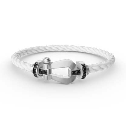 [⭐Lioran]FORCE LARGE HORSESHOE BLACK DIAMOND BRACELET SILVER