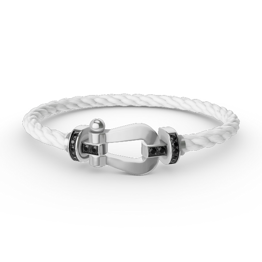 [⭐Lioran]FORCE LARGE HORSESHOE BLACK DIAMOND BRACELET SILVER