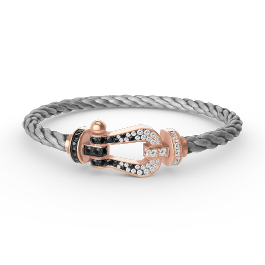 [⭐Lioran]FORCE LARGE HORSESHOE BLACK WHITE DIAMOND BRACELET ROSE GOLD