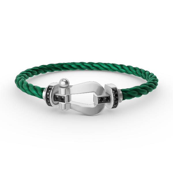 [⭐Lioran]FORCE LARGE HORSESHOE BLACK DIAMOND BRACELET SILVER