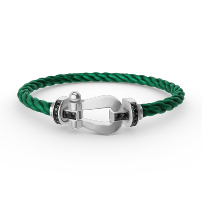 [⭐Lioran]FORCE LARGE HORSESHOE BLACK DIAMOND BRACELET SILVER