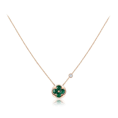 [⭐Lioran]SUN PEDANT PINK GOLD 1 DIAMOND NECKLACE