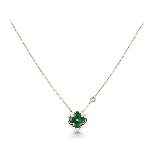 [⭐Lioran]SUN PEDANT PINK GOLD 1 DIAMOND NECKLACE