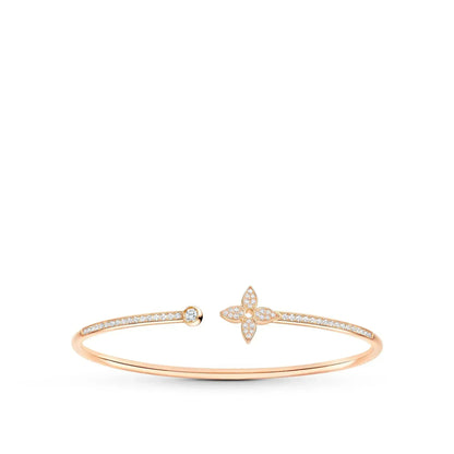 [⭐Lioran]IDYLLE PINK GOLD OPEN BRACELET DIAMOND PAVED