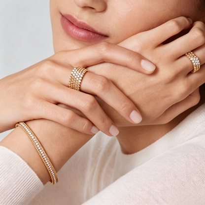 [⭐Lioran] THREE-ROW DIAMOND RING
