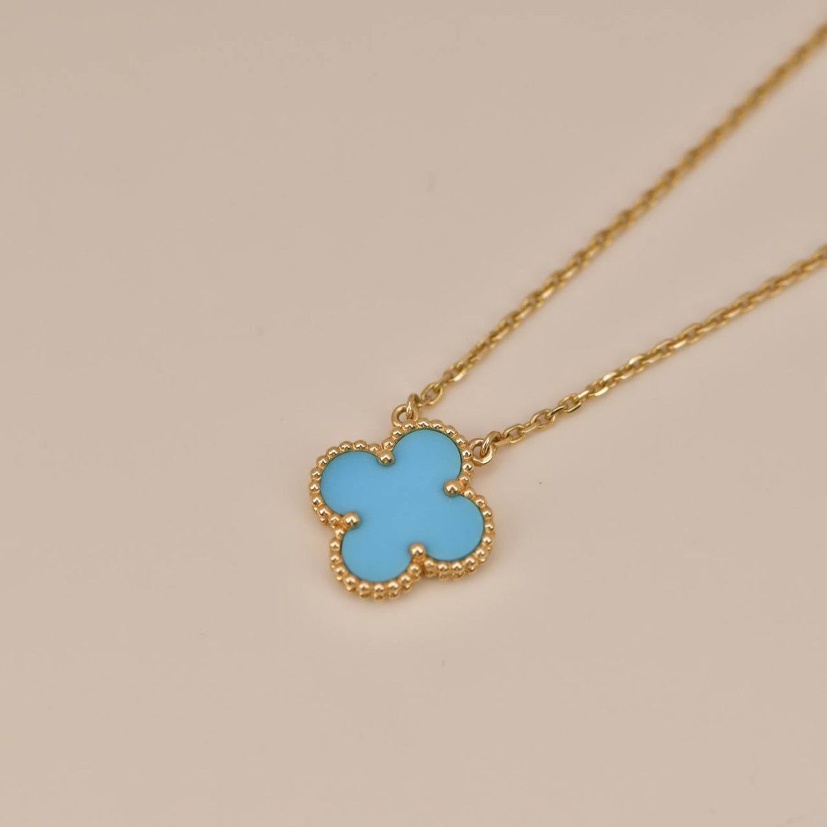 [⭐Lioran]CLOVER 15MM VINTAGE TURQUOISE NECKLACE