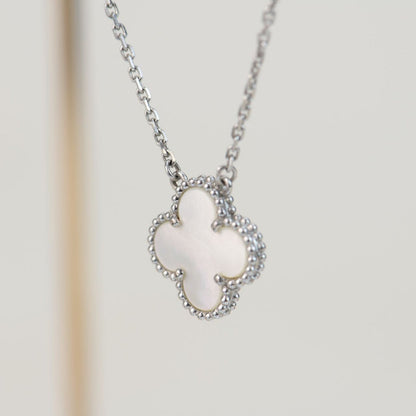 [⭐Lioran]CLOVER  15MM WHITE MOTHER-OF-PEARL SILVER